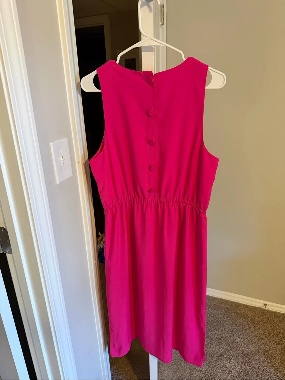 J. Crew Sleeveless Midi Dress in Hot Pink